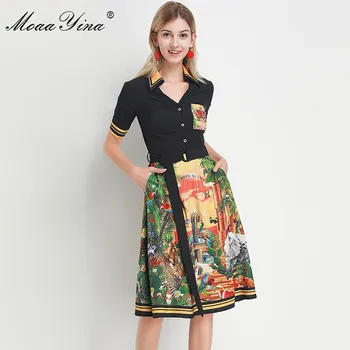 MoaaYina Fashion Designer dress Spring Women Short sleeve Beaded Crystal Rainforest Animal Print Dresses
MoaaYina Fashion Designer dress Spring Women Short sleeve Beaded Crystal Rainforest Animal Print Dresses