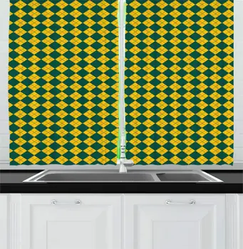 Earth Yellow Forest Green Geometric Kitchen Curtains Vertical Aligned Diamond Chessboard Retro Geometrical Pattern for Kitchen
Earth Yellow Forest Green Geometric Kitchen Curtains Vertical Aligned Diamond Chessboard Retro Geometrical Pattern for Kitchen