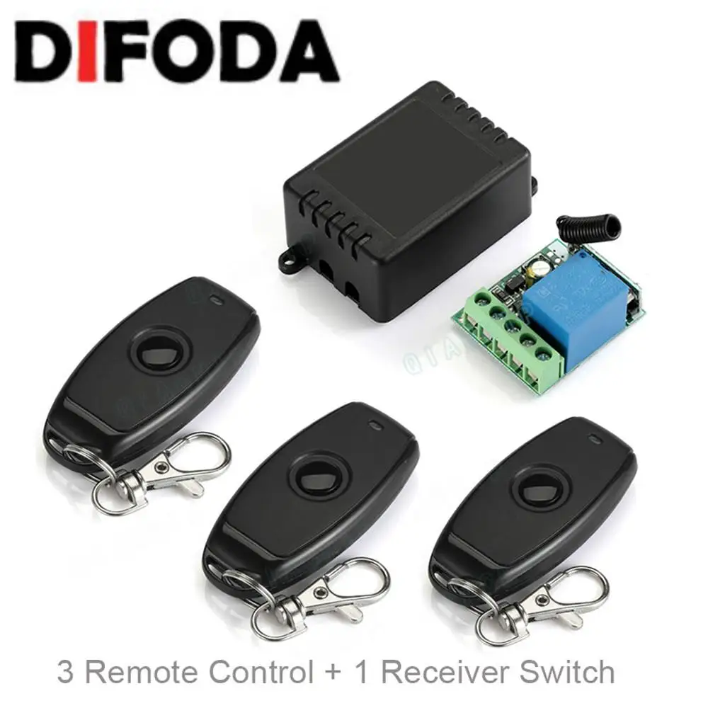 difoda 433Mhz Universal Wireless Remote Control Switch DC 12V 1CH relay Receiver Module RF Transmitter 433 Mhz Remote Controls
difoda 433Mhz Universal Wireless Remote Control Switch DC 12V 1CH relay Receiver Module RF Transmitter 433 Mhz Remote Controls