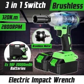 Professional Brushless Cordless Impact Wrench 320N.M Torque 98VF Li-ion Electric Wrench Power Tools Home Car Repair Tool
Professional Brushless Cordless Impact Wrench 320N.M Torque 98VF Li-ion Electric Wrench Power Tools Home Car Repair Tool