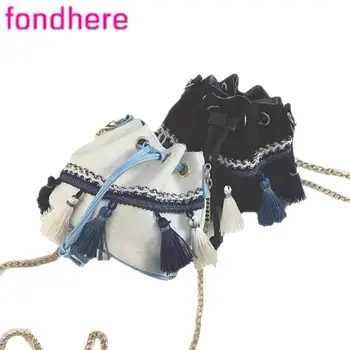 FONDHERE Spring fashional casual lady vintage draw string white tassel lace weaving canvas aslant bag bucket chain package
FONDHERE Spring fashional casual lady vintage draw string white tassel lace weaving canvas aslant bag bucket chain package