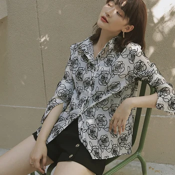 Fashion Rose Printed Women Shirt Blouse Button Full Print Loose Female Blouses Tops Casual Autumn Lady Shirts Blouses
Fashion Rose Printed Women Shirt Blouse Button Full Print Loose Female Blouses Tops Casual Autumn Lady Shirts Blouses
