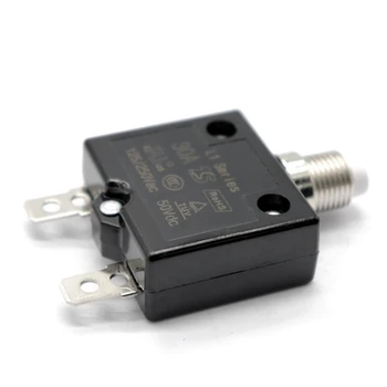 30A Push Button Reset Circuit Breaker, DC50V AC125-250V Thermal Overload Protector with Black Waterproof Button Cover