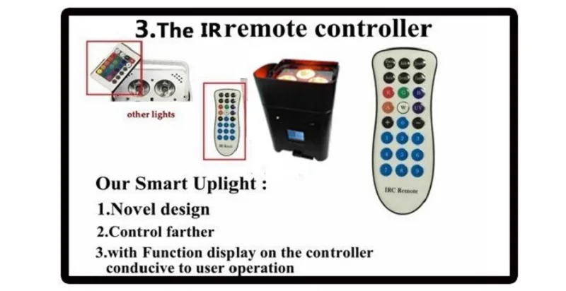 4pcs rgbwauv 6 in 1 wireless dmx led par light (3)