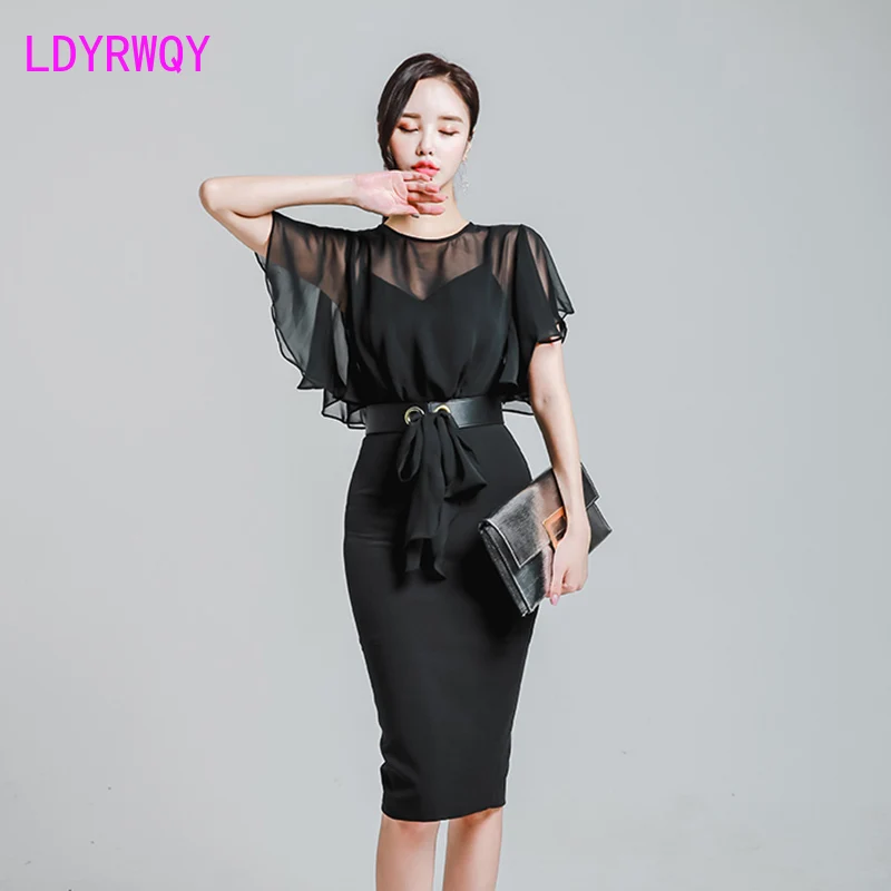New female Korean temperament fashion chiffon lotus leaf sleeve slim dress Knee-Length Office Lady Sheath
New female Korean temperament fashion chiffon lotus leaf sleeve slim dress Knee-Length Office Lady Sheath