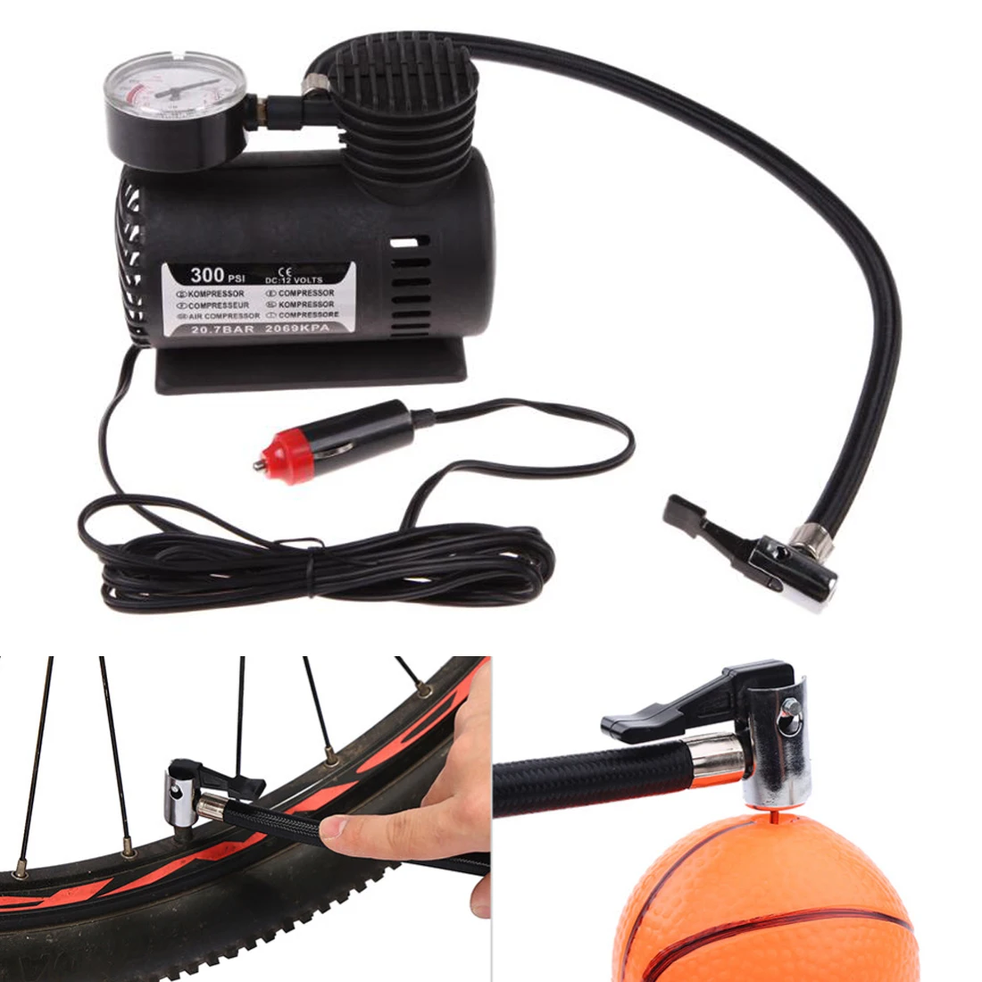 300 PSI Portable Digital Tire Pump Auto Air Compressor Car Tire Inflator with Pressure Gauge for Car Bicycle Ball Rubber Dinghy
300 PSI Portable Digital Tire Pump Auto Air Compressor Car Tire Inflator with Pressure Gauge for Car Bicycle Ball Rubber Dinghy