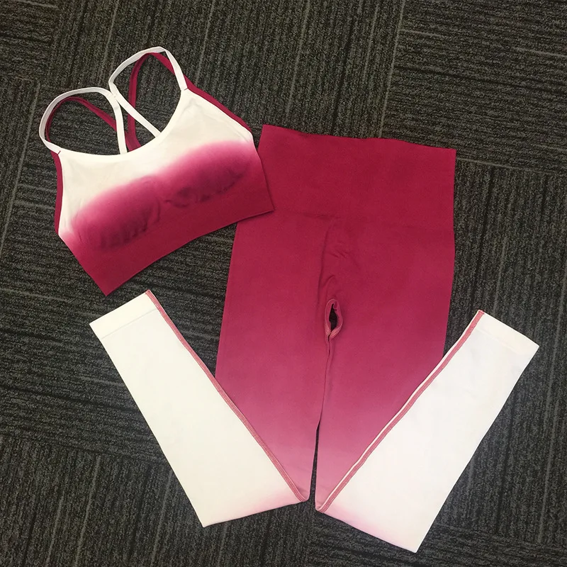 Women Gradient seamless yoga set Leggings Bra Push up Crop Top Women Running Gym Sportswear High Waist Fitness Sports GYM Suits
Women Gradient seamless yoga set Leggings Bra Push up Crop Top Women Running Gym Sportswear High Waist Fitness Sports GYM Suits