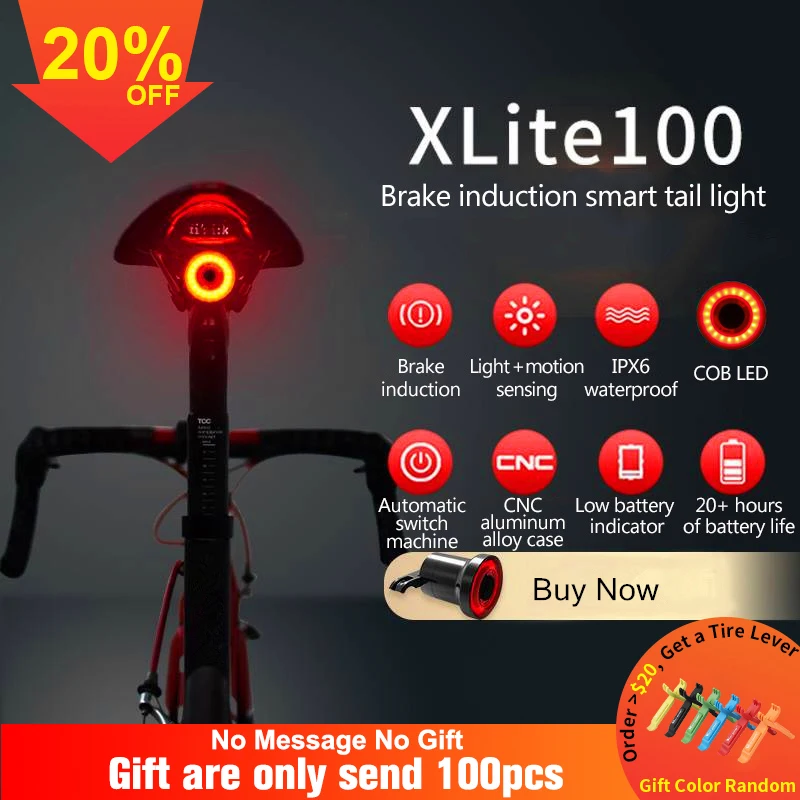 Bicycle Flashlight xlite100 Bike Rear Light Auto Start/Stop Brake Sensing IPX6 Waterproof LED Charging Cycling Taillight
Bicycle Flashlight xlite100 Bike Rear Light Auto Start/Stop Brake Sensing IPX6 Waterproof LED Charging Cycling Taillight