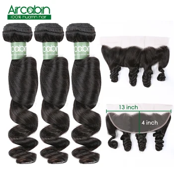 Loose Wave Bundles With Frontal 4 Pcs Human Hair Weaves Peruvian Hair 3 Bundles With Frontal 13X4 Lace Closure Remy Aircabin 
Loose Wave Bundles With Frontal 4 Pcs Human Hair Weaves Peruvian Hair 3 Bundles With Frontal 13X4 Lace Closure Remy Aircabin