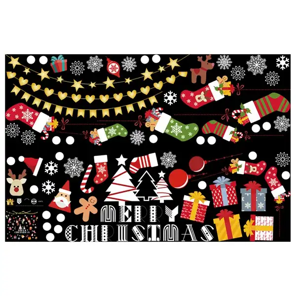 christmas wall stickers cartoon santa claus christmas socks
