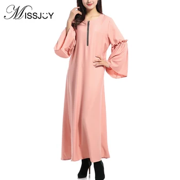 MISSJOY Women Dress 2019 Muslim Casual Loose Kimono Solid Color Zipper Abayas Kaftan O-Neck Dubai Turkish Islamic Clothing Плать 
MISSJOY Women Dress 2019 Muslim Casual Loose Kimono Solid Color Zipper Abayas Kaftan O-Neck Dubai Turkish Islamic Clothing Плать