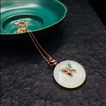 Natural S925 Sterling Silver Hetian White Jade Round Peace Buckle Inlay Butterfly Pendant Gems 23*23mm For Trendy Women Jewelry 
Natural S925 Sterling Silver Hetian White Jade Round Peace Buckle Inlay Butterfly Pendant Gems 23*23mm For Trendy Women Jewelry