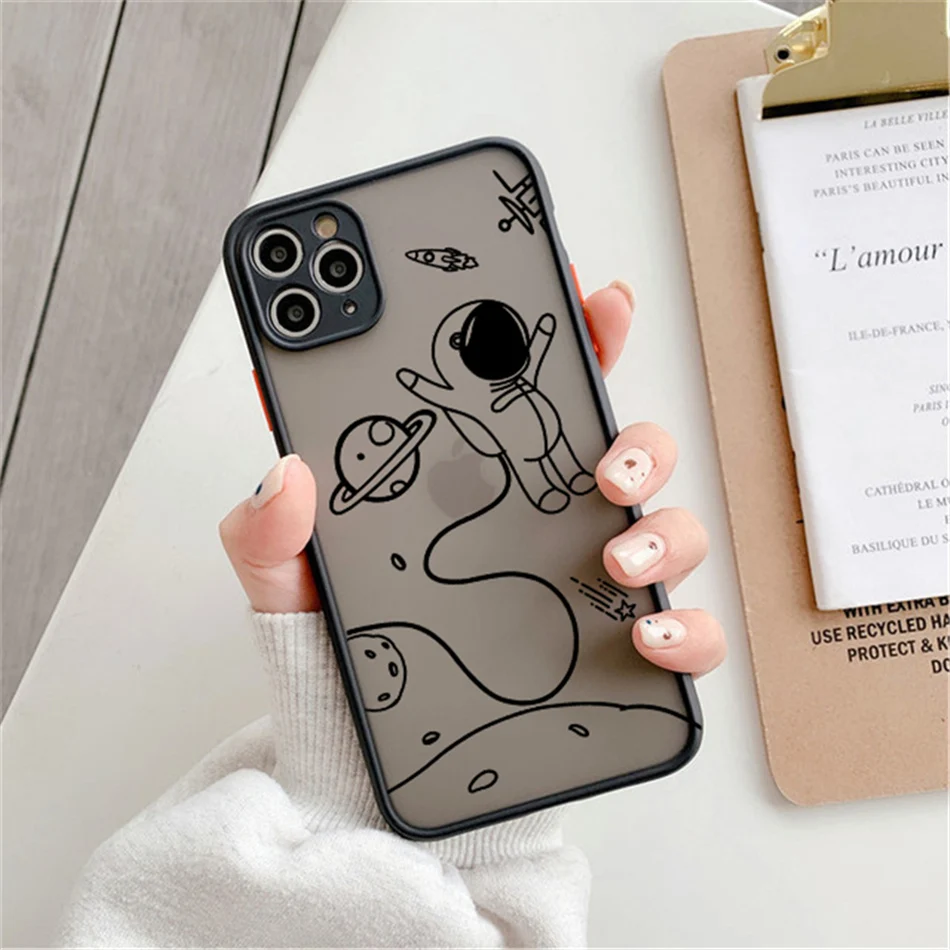 Cartoon Alien Shockproof Phone Case For iPhone 7 8 Plus 11 Pro Max 12 Mini XS Max X XR SE 2020 Cute Camera Protection Back Cover