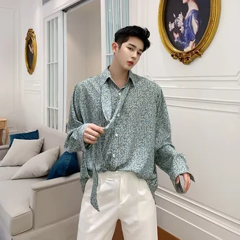 Men Print Casual Long Sleeve Shirts Male Tie Bow Collar Streetwear Vintage Loose Fashion Show Dress Shirts
Men Print Casual Long Sleeve Shirts Male Tie Bow Collar Streetwear Vintage Loose Fashion Show Dress Shirts