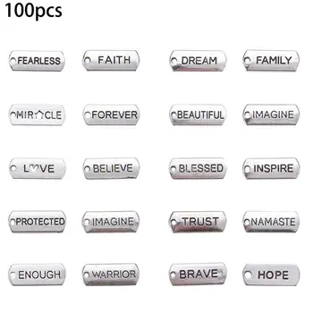 100 Pcs Inspirational Word Charms Pendants for DIY Bracelets Necklaces ,Sliver
100 Pcs Inspirational Word Charms Pendants for DIY Bracelets Necklaces ,Sliver