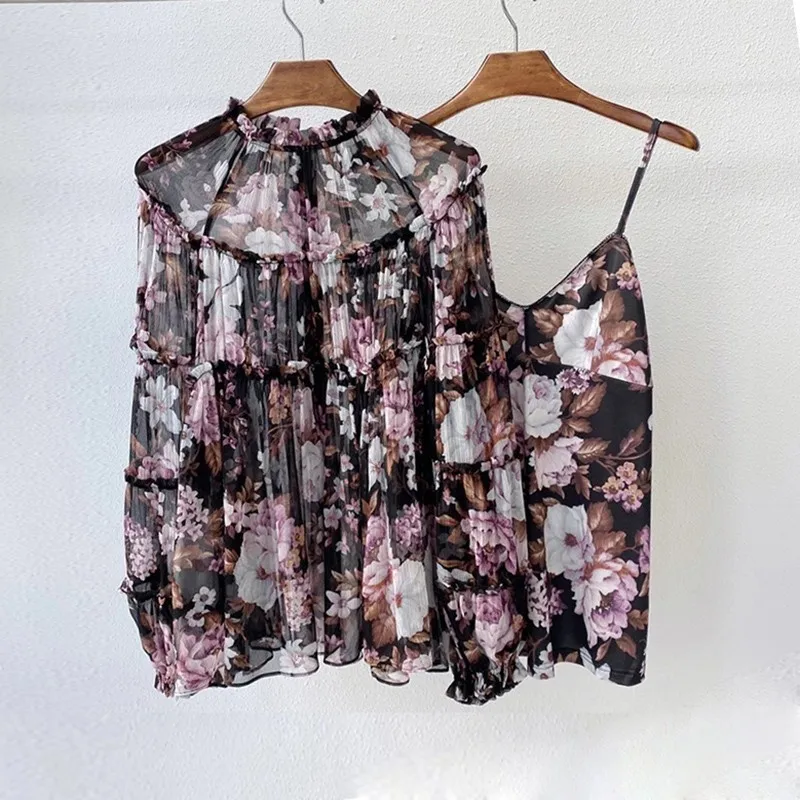 Vintage Clothes Women 2020 Fall Designer Ruffles Patchwork Long Sleeve 100% Real Crinkle Silk Black Floral Tops and Blouses
Vintage Clothes Women 2020 Fall Designer Ruffles Patchwork Long Sleeve 100% Real Crinkle Silk Black Floral Tops and Blouses