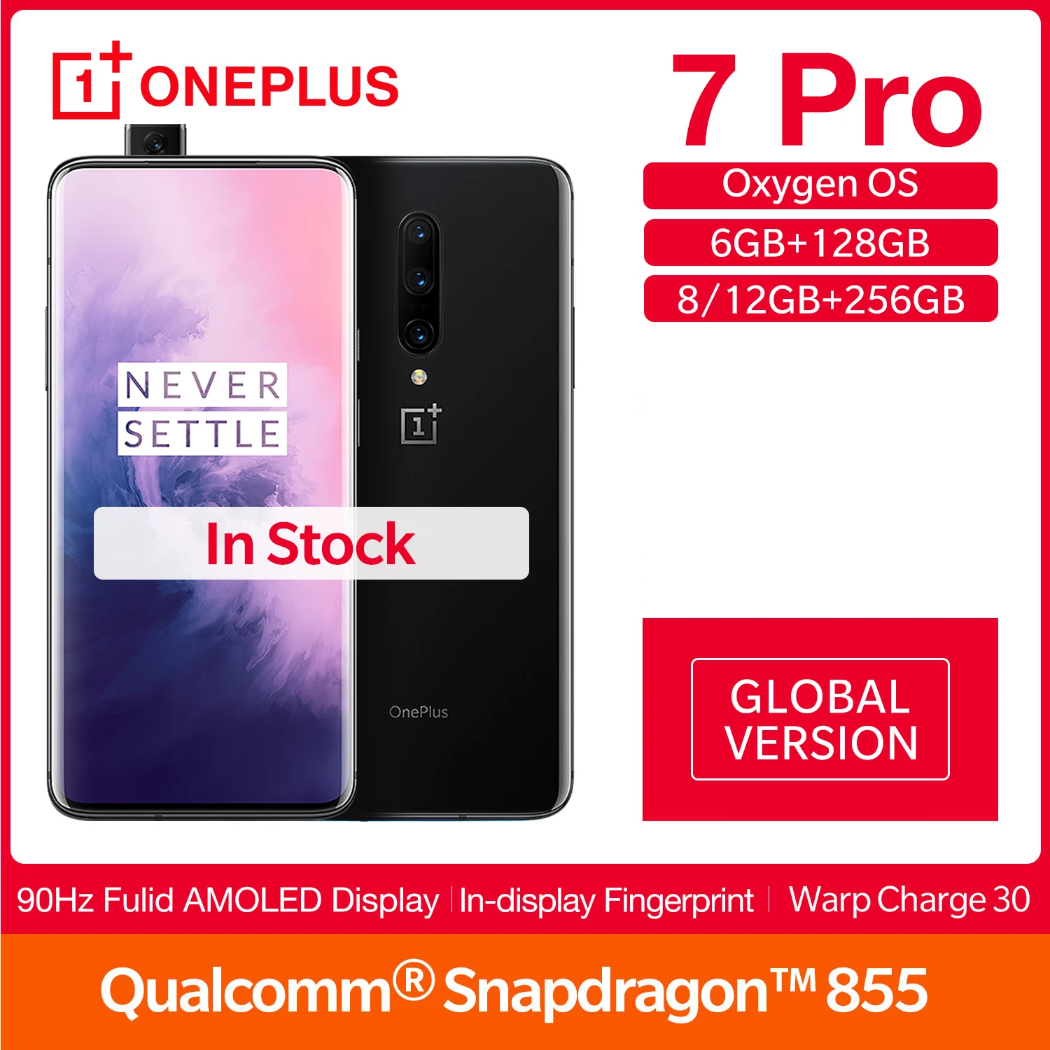 Смартфон глобальная версия OnePlus 7 Pro 12/8/6 Гб ОЗУ 256/128 ПЗУ AMOLED дисплей 6 67 дюйма