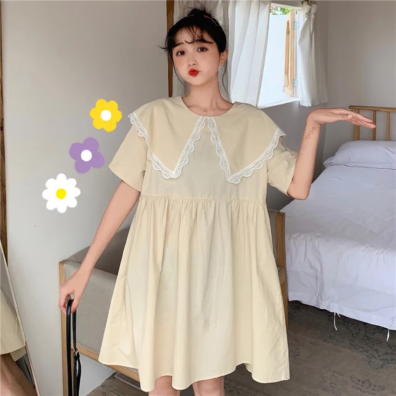 Photo Shoot 2019 WOMEN'S Dress Summer Korean-style Lace Peter Pan Collar Joint Cotton Linen Students Short-sleeve Dress
Photo Shoot 2019 WOMEN'S Dress Summer Korean-style Lace Peter Pan Collar Joint Cotton Linen Students Short-sleeve Dress