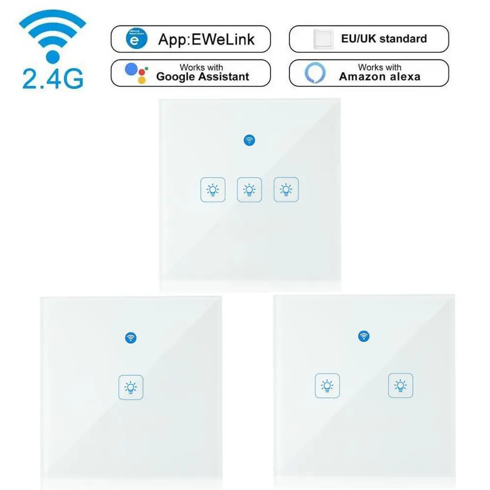 Teekar WS-EU Touch Light Switch Smart Light Wall Interruptor 1/2/3 Gang WIFI EU/UK Standard Work With Alexa Google Assistant
Teekar WS-EU Touch Light Switch Smart Light Wall Interruptor 1/2/3 Gang WIFI EU/UK Standard Work With Alexa Google Assistant