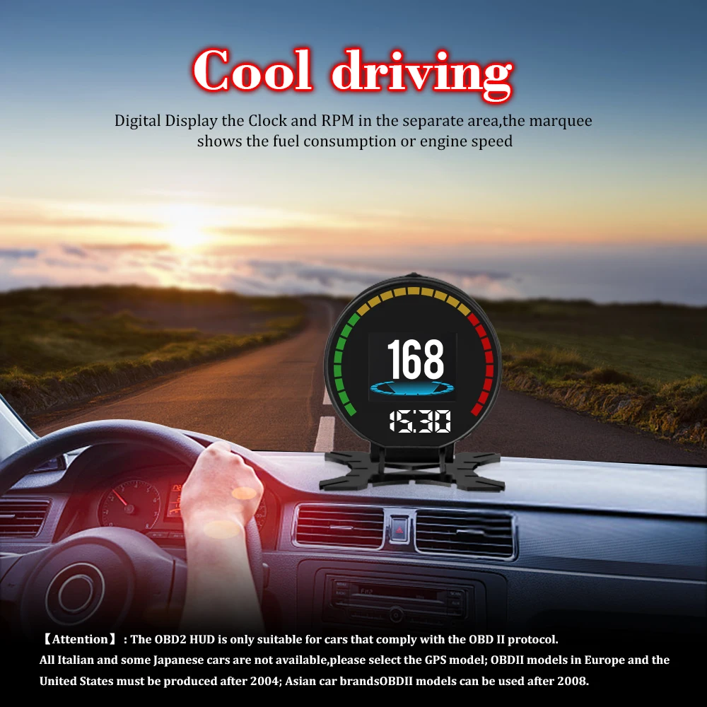 GEYIREN P15 head up display hud obd2 temperature car KM/h MPH Turbo Boost Pressure speed projector on the windshield for car HUD
GEYIREN P15 head up display hud obd2 temperature car KM/h MPH Turbo Boost Pressure speed projector on the windshield for car HUD