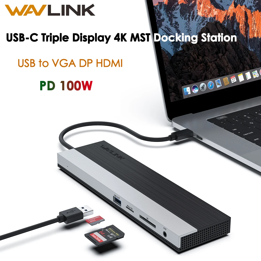 USB-C Triple Display 4K MST Docking Station with USB Power Delivery Up to 100W Type-C USB3.1 Gen2 HDMI DP VGA For Mac OS Windows
USB-C Triple Display 4K MST Docking Station with USB Power Delivery Up to 100W Type-C USB3.1 Gen2 HDMI DP VGA For Mac OS Windows