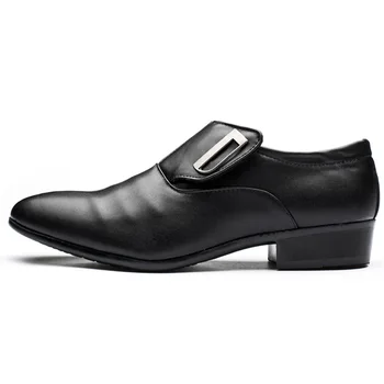 38~48 Pointed Toe Men Dress Shoes Leather Loafers Metallic Buckle Slip On British Business Flat Loafer Brown Formal Wedding Shoe
38~48 Pointed Toe Men Dress Shoes Leather Loafers Metallic Buckle Slip On British Business Flat Loafer Brown Formal Wedding Shoe