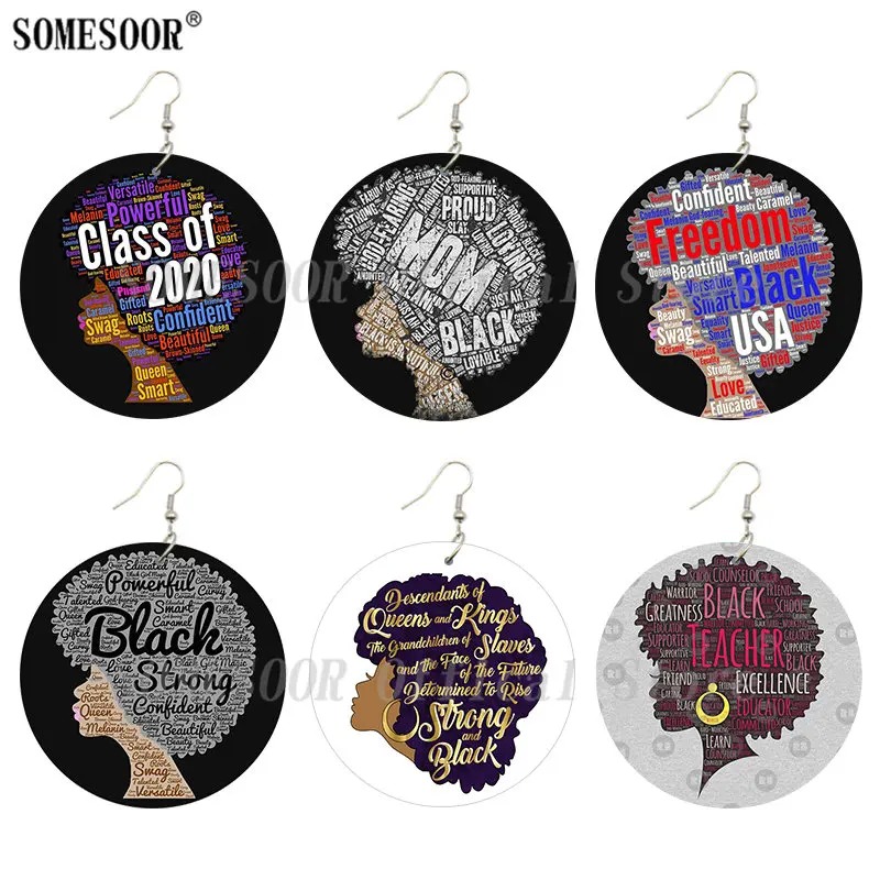 SOMESOOR Proud Strong Black Wooden Drop Earrings Both Sides Printed Freedom Sayings Class Of 2020 Designs Jewelry For Women Gift
SOMESOOR Proud Strong Black Wooden Drop Earrings Both Sides Printed Freedom Sayings Class Of 2020 Designs Jewelry For Women Gift