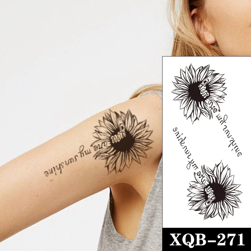 Temporary Tattoo Stickers Black Sunflowers English Alphabet Design Fake Tattoos Waterproof Tatoos Arm Legs Large Size for Women
Temporary Tattoo Stickers Black Sunflowers English Alphabet Design Fake Tattoos Waterproof Tatoos Arm Legs Large Size for Women