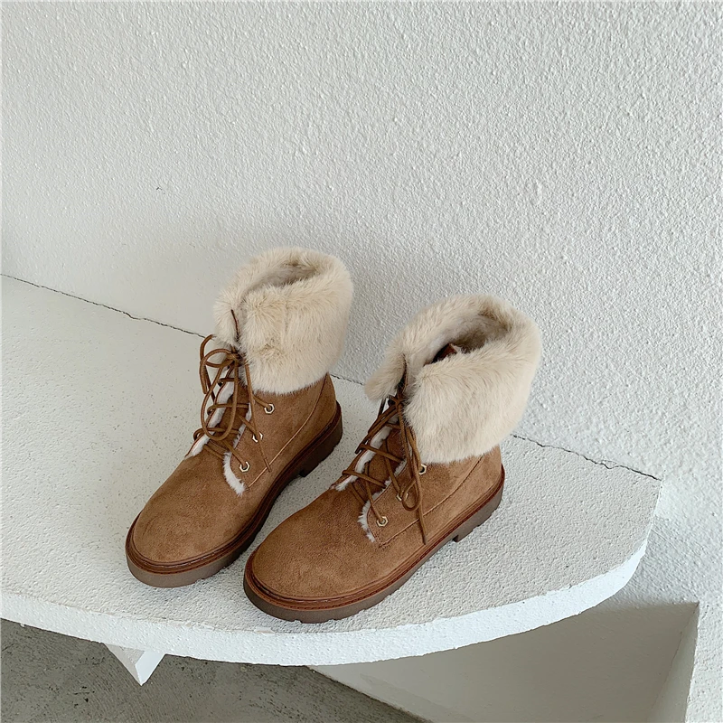 2019 New Women Winter Ankle Boots Round Toe Suede Mane Female Booties Fashion Cross Tied Lace Up British Style Flat Heeled Boots
2019 New Women Winter Ankle Boots Round Toe Suede Mane Female Booties Fashion Cross Tied Lace Up British Style Flat Heeled Boots
