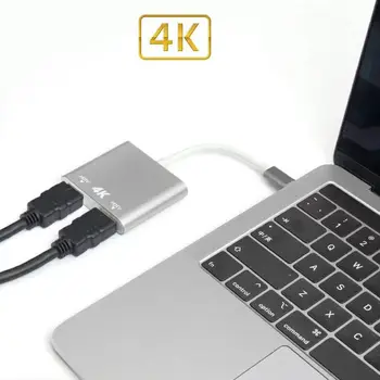 Grey USB Type C to Dual HDMI Adapter Hub Converter for Windows OS X Linux for Android System D08A
Grey USB Type C to Dual HDMI Adapter Hub Converter for Windows OS X Linux for Android System D08A