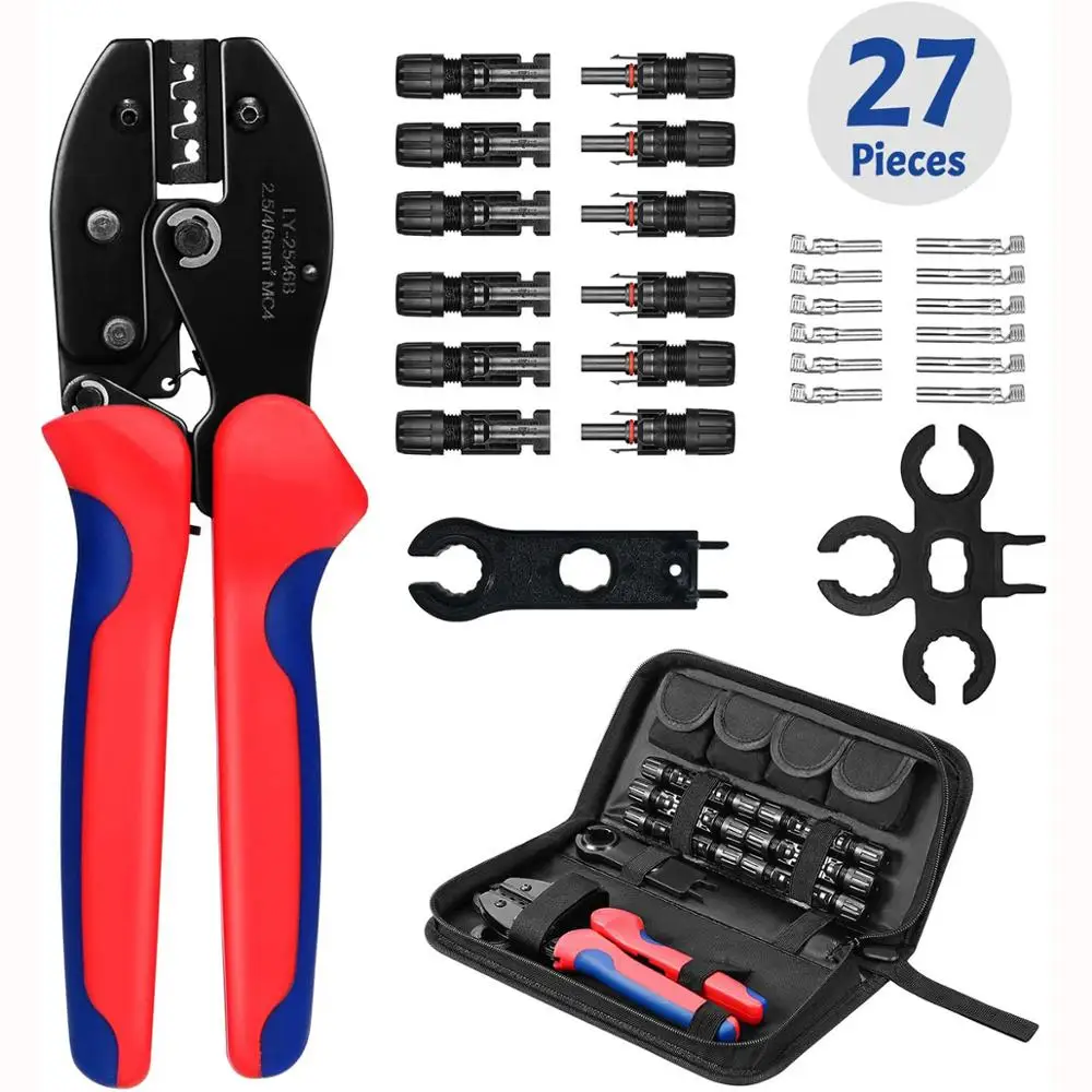 Solar Crimping Tool for MC4 / MC3 Cable Connector, with 6pcs Male Female Solar Connector + 2pcs Spanners Wrench + 1pcs Wi
Solar Crimping Tool for MC4 / MC3 Cable Connector, with 6pcs Male Female Solar Connector + 2pcs Spanners Wrench + 1pcs Wi