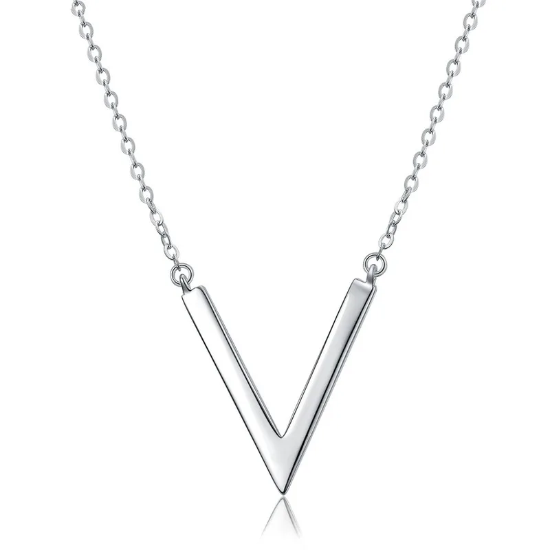 New Arrival Fashion 925 Sterling Silver Necklace Geometric Large V Word Pendant For Women Silver 925 jewelry Wedding Chain Gifts 
New Arrival Fashion 925 Sterling Silver Necklace Geometric Large V Word Pendant For Women Silver 925 jewelry Wedding Chain Gifts