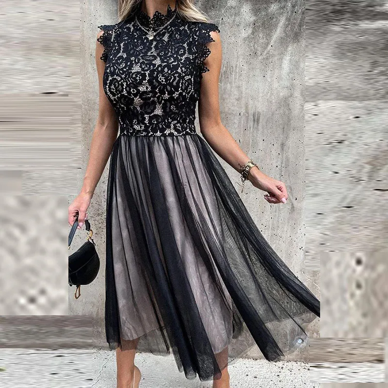 2021 Women Elegant Long Dress Summer Patchwork Ladies Sleeveless Solid Color Lace Maxi Dresses Fashion Sexy Casual Party Dress
2021 Women Elegant Long Dress Summer Patchwork Ladies Sleeveless Solid Color Lace Maxi Dresses Fashion Sexy Casual Party Dress