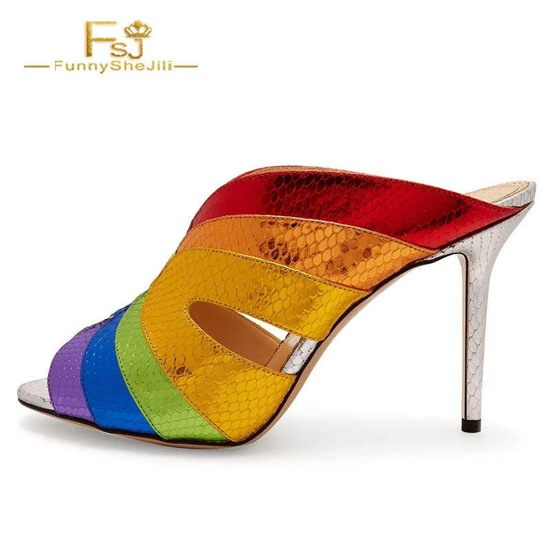 Rainbow Peep Toe Mules Stiletto Heels Sandals Summer Party Date Fashion Shoes Woman 2019 Plus US Big Size 14 15 16 FSJ
Rainbow Peep Toe Mules Stiletto Heels Sandals Summer Party Date Fashion Shoes Woman 2019 Plus US Big Size 14 15 16 FSJ