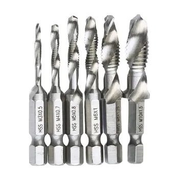 6pcs Hex Shank Metric 2-in-1 Composite Tap Set High Speed Steel Multi-function Composite Tap Hex Shank Drill Bits Set 
6pcs Hex Shank Metric 2-in-1 Composite Tap Set High Speed Steel Multi-function Composite Tap Hex Shank Drill Bits Set