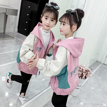 Spring and Autumn Girls' Jacket Casual Sports Contrast Jacket Splicing Hooded Jacket Letter Embroidered Windproof Jacket
Spring and Autumn Girls' Jacket Casual Sports Contrast Jacket Splicing Hooded Jacket Letter Embroidered Windproof Jacket
