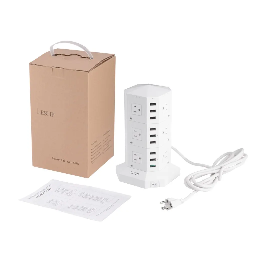 LESHP USB Smart Charging Socket 3 Layers 9 USB Ports Fast Charge Power Strip 3M Cable Anti Surge Prevention Energy-saving
LESHP USB Smart Charging Socket 3 Layers 9 USB Ports Fast Charge Power Strip 3M Cable Anti Surge Prevention Energy-saving