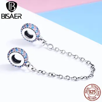 925 Sterling Silver Pink And Blue CZ, Miracle Safety Chain Stopper Fit Pan Charms Original Silver 925 Bracelet Jewelry
925 Sterling Silver Pink And Blue CZ, Miracle Safety Chain Stopper Fit Pan Charms Original Silver 925 Bracelet Jewelry