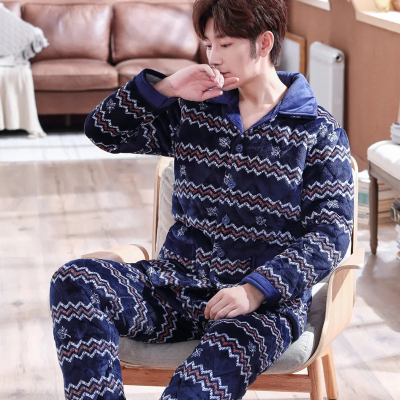 Men Pajamas Winter Coral Velvet Three Layer Thick Quilted plus Velvet Autumn And Winter Cardigan Flannel Tracksuit 8889
Men Pajamas Winter Coral Velvet Three Layer Thick Quilted plus Velvet Autumn And Winter Cardigan Flannel Tracksuit 8889