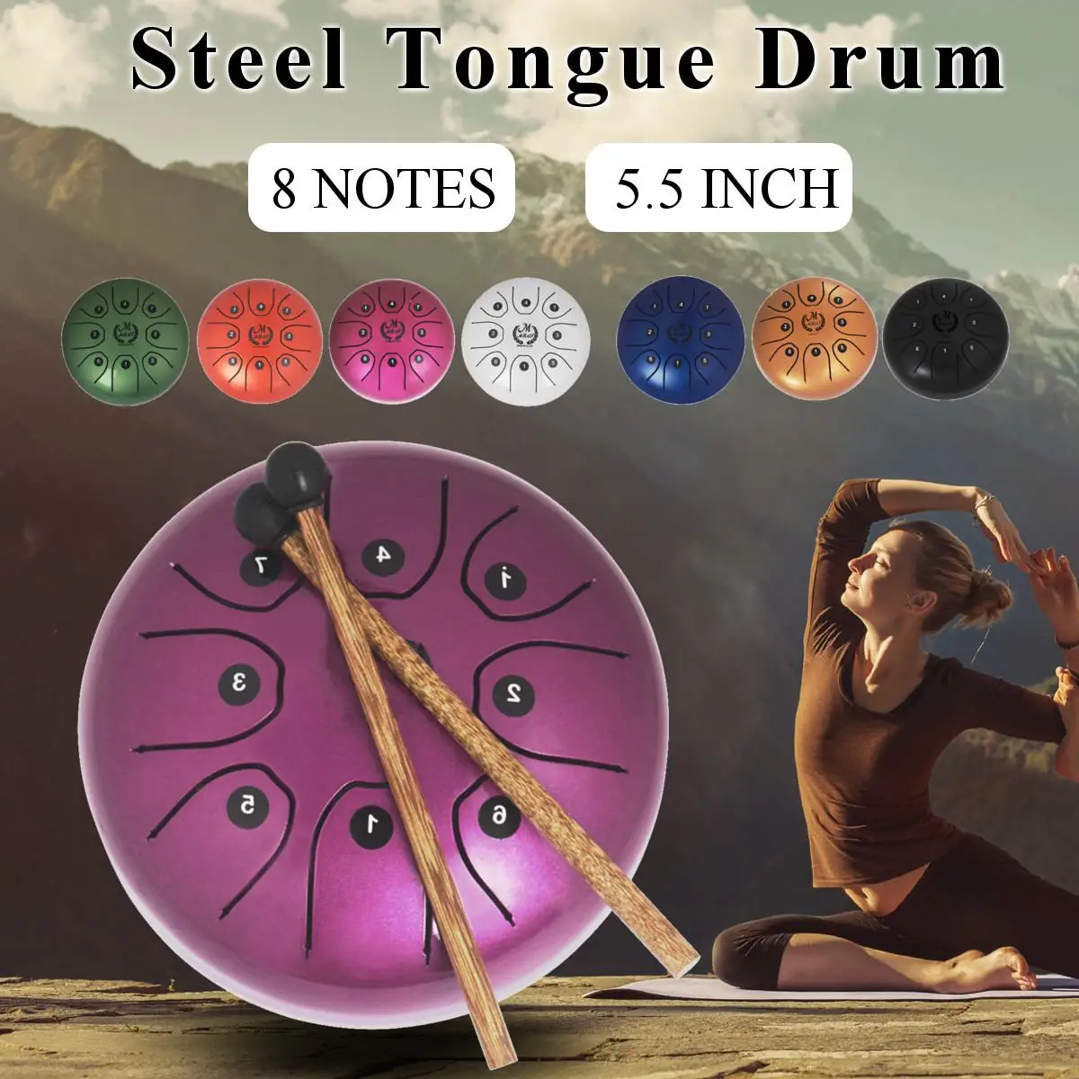 5.5 Inch Steel Tongue Drum Handpan with C D E F G A B C 8 Notes Hand Tank Drum Drumstick + Storage Bag Percussion instrument
5.5 Inch Steel Tongue Drum Handpan with C D E F G A B C 8 Notes Hand Tank Drum Drumstick + Storage Bag Percussion instrument