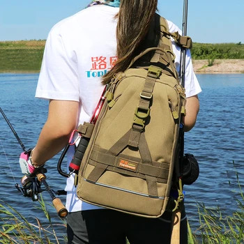 Fishing shoulder bag Waterproof nylon Chest pocket Hiking Tactical Travel Camping Outdoor Lure Storage Rucksack Unisex Portable 
Fishing shoulder bag Waterproof nylon Chest pocket Hiking Tactical Travel Camping Outdoor Lure Storage Rucksack Unisex Portable