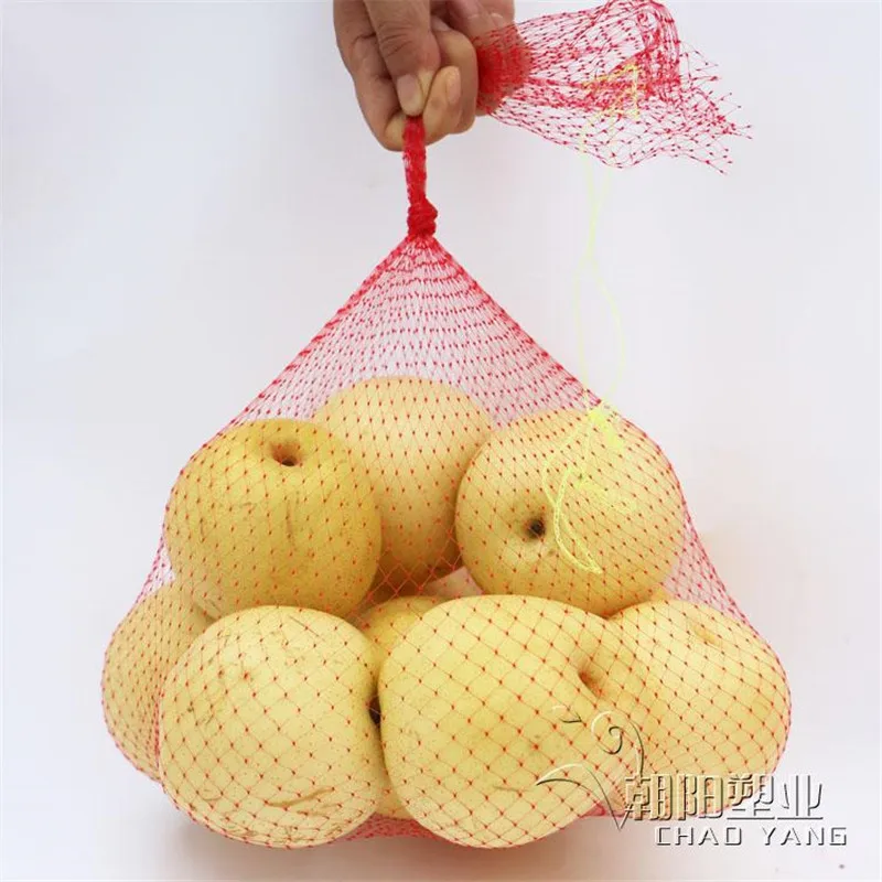 

40cm Red plastic Mesh bag, Mesh bag garlic Fruit net household Kitchen receive net Fruit bags 100pcs