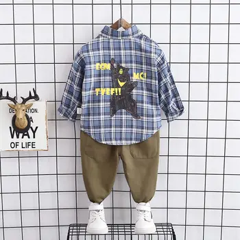 Spring Autumn Children Baby Boy Clothes Kid plaid back bear Shirt Pants 2Pcs/Sets Toddler Giraffe Casual Infant Tracksuits set 
Spring Autumn Children Baby Boy Clothes Kid plaid back bear Shirt Pants 2Pcs/Sets Toddler Giraffe Casual Infant Tracksuits set