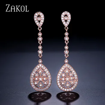 ZAKOL Vintage Rose Gold Color Drop Earrings Cubic Zircon Women Wedding Jewelry For Bride FSEP607
ZAKOL Vintage Rose Gold Color Drop Earrings Cubic Zircon Women Wedding Jewelry For Bride FSEP607
