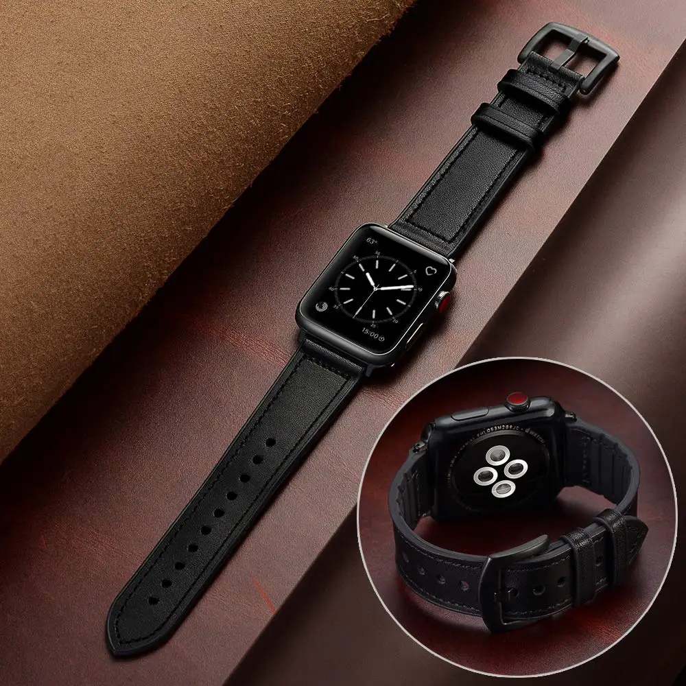 Силиконовый + кожаный ремешок для ремешка Apple watch 44 мм 40 iWatch 42 38 часов apple series 6 se 5 4 3 |