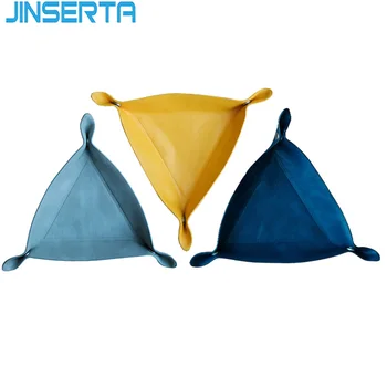 JINSERTA PU Leather Folding Tray Jewelry Cosmetic Display Plate Creative Desktop Keys Coins Sundries Decor Tray Fancy Gifts