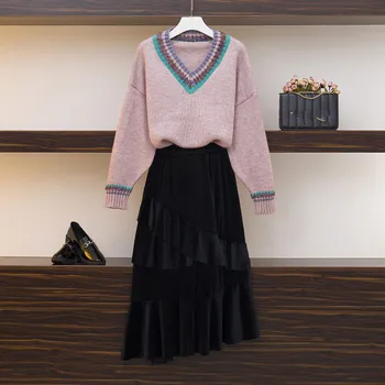 Elegant Autumn Winter Tassel Knitted Lazy Sweater Suits Women Loose Pullover 2PCS Set + Irregular Velvet Ruffles Midi Skirt Set
Elegant Autumn Winter Tassel Knitted Lazy Sweater Suits Women Loose Pullover 2PCS Set + Irregular Velvet Ruffles Midi Skirt Set