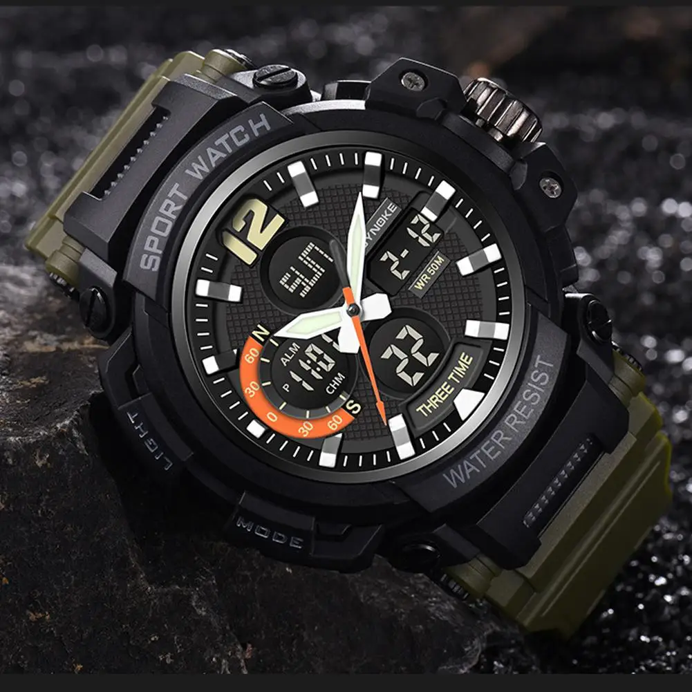 Men Sports Dual Movement Backlight Stopwatch Date Alarm Electronic Wrist Watch Mas-culino Fashion Men's Watch Large Dial Militar 
Men Sports Dual Movement Backlight Stopwatch Date Alarm Electronic Wrist Watch Mas-culino Fashion Men's Watch Large Dial Militar