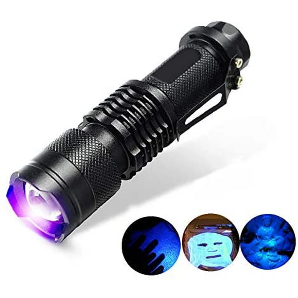 LED UV Flashlight Ultraviolet Torch 365nm with Zoom Function Mini UV Black Light Pet Urine Stains Detector Scorpion Hunting
LED UV Flashlight Ultraviolet Torch 365nm with Zoom Function Mini UV Black Light Pet Urine Stains Detector Scorpion Hunting