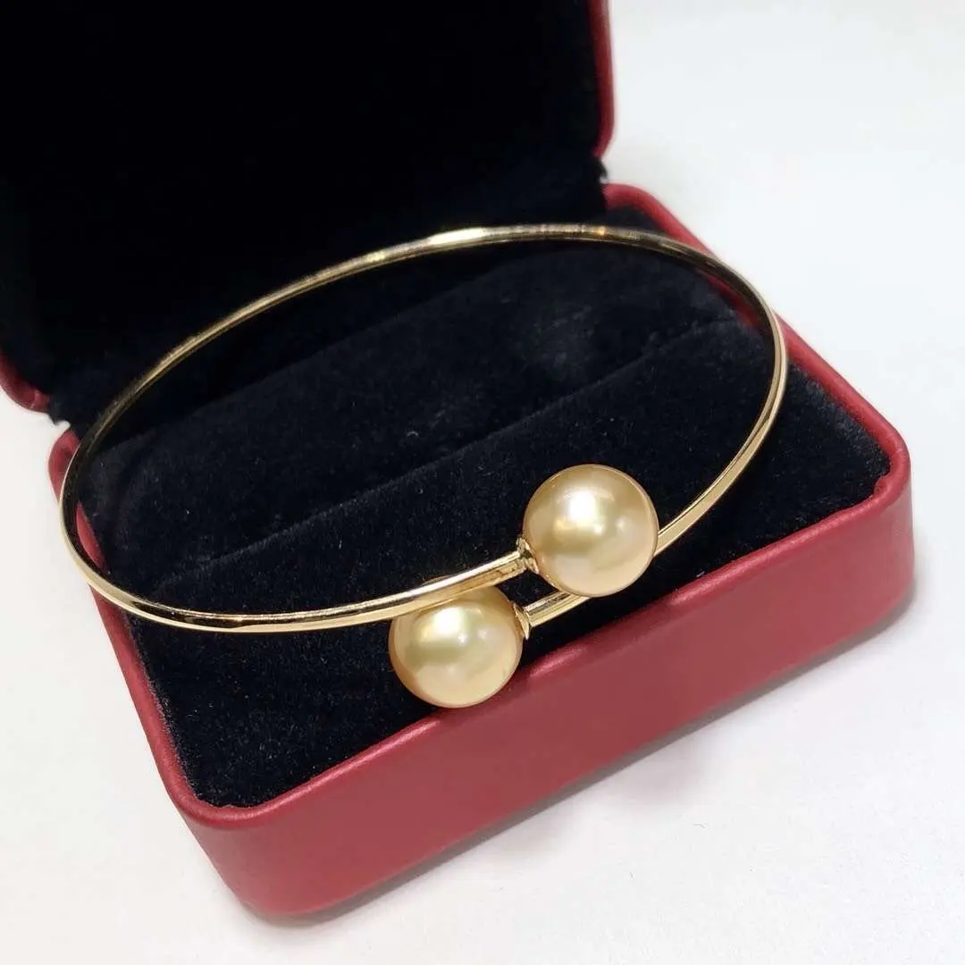 D331 Pearl Bangle Fine Jewelry Solid 18K Gold Natural 9-10mm Ocean Sea Golden Pearl Bangles for Women Presents D331 Pearl Bangle Fine Jewelry Solid 18K Gold Natural 9-10mm Ocean Sea Golden Pearl Bangles for Women Presents